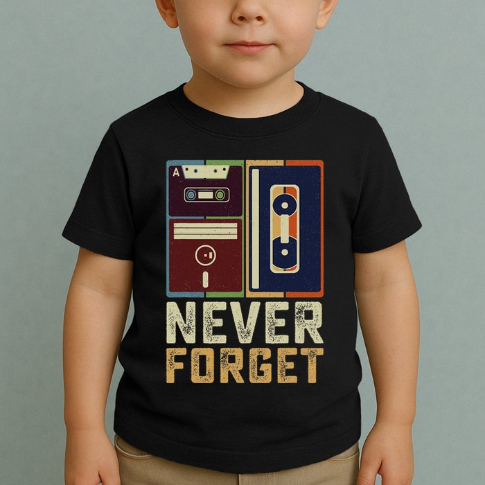 Never Forget Retro Vintage Cool 80s 90s Funny Geeky Nerdy Toddler T-Shirt