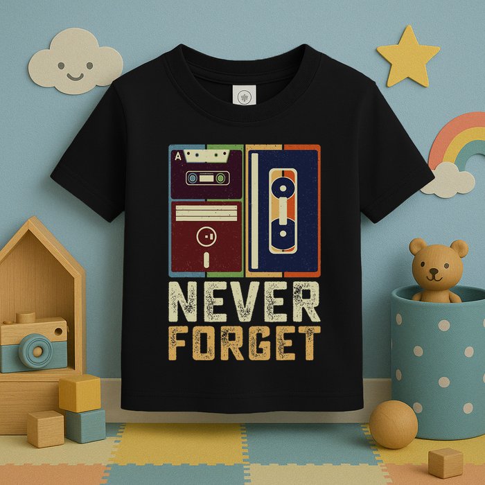 Never Forget Retro Vintage Cool 80s 90s Funny Geeky Nerdy Toddler T-Shirt