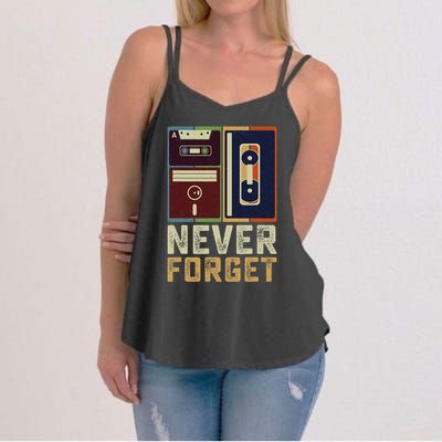 Never Forget Retro Vintage Cool 80s 90s Funny Geeky Nerdy Women's Strappy Tank