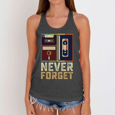 Never Forget Retro Vintage Cool 80s 90s Funny Geeky Nerdy Women's Knotted Racerback Tank
