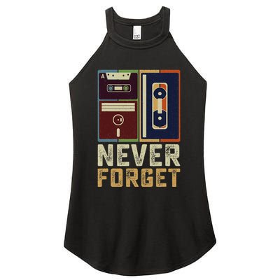 Never Forget Retro Vintage Cool 80s 90s Funny Geeky Nerdy Women's Perfect Tri Rocker Tank