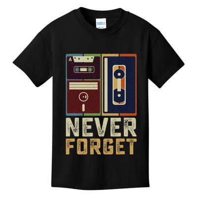 Never Forget Retro Vintage Cool 80s 90s Funny Geeky Nerdy Kids T-Shirt