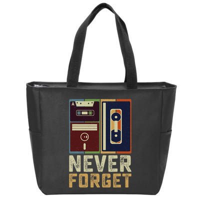 Never Forget Retro Vintage Cool 80s 90s Funny Geeky Nerdy Zip Tote Bag