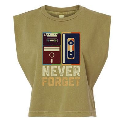 Never Forget Retro Vintage Cool 80s 90s Funny Geeky Nerdy Garment-Dyed Women's Muscle Tee