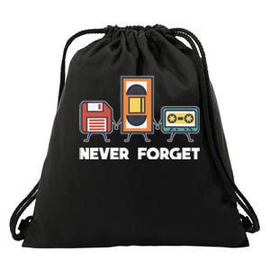 Never Forget Retro 90s Technology Music Throwback Drawstring Bag