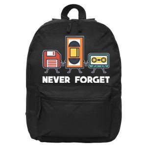 Never Forget Retro 90s Technology Music Throwback 16 in Basic Backpack