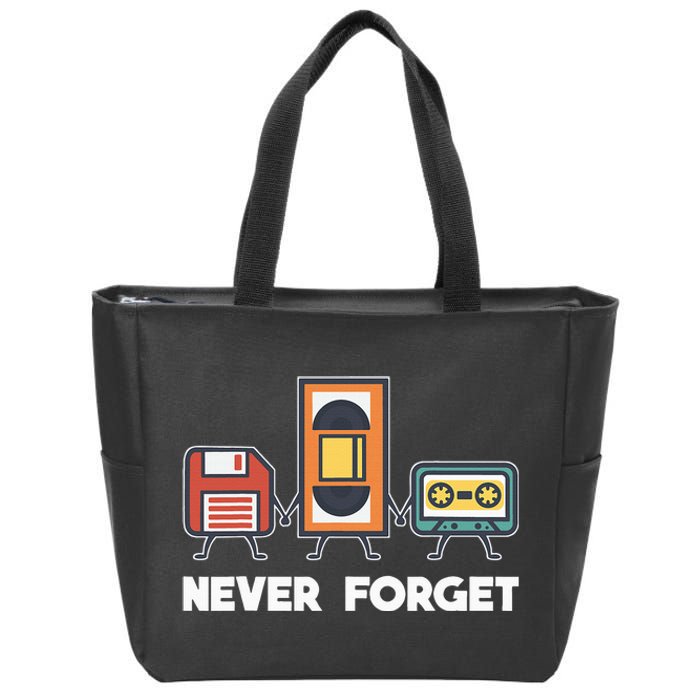 Never Forget Retro 90s Technology Music Throwback Zip Tote Bag