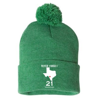 Never Forget Robb Elementary School Texas Pray For Uvalde Pom Pom 12in Knit Beanie