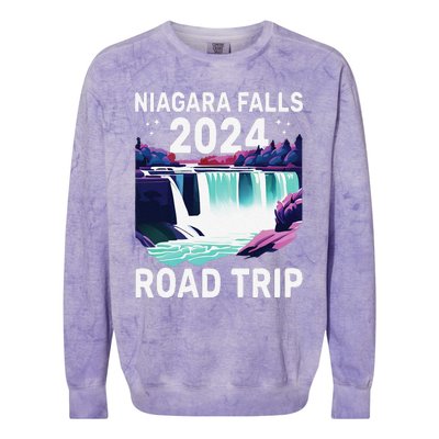 Niagara Falls Road Trip 2024 Summer Vacation Niagara Colorblast Crewneck Sweatshirt