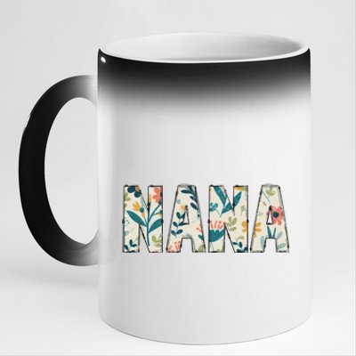 Nana Floral Retro 11oz Black Color Changing Mug