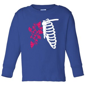 Nurse Floral Rib Cage Er Pqrst Ortho Registered Rn Funny Gift Funny Gift Toddler Long Sleeve Shirt