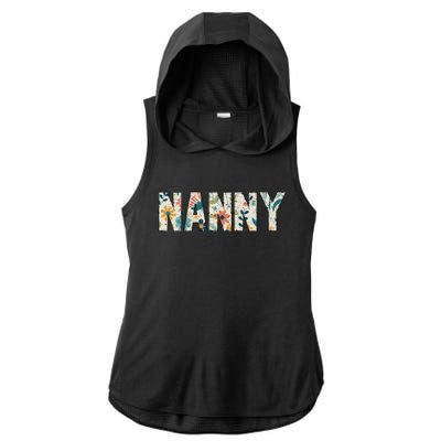 Nanny Floral Retro Ladies PosiCharge Tri-Blend Wicking Draft Hoodie Tank