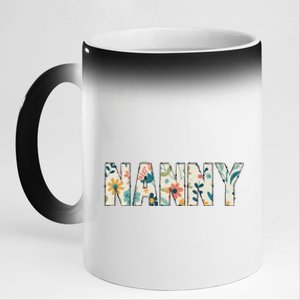 Nanny Floral Retro 11oz Black Color Changing Mug