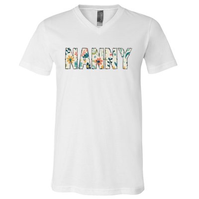 Nanny Floral Retro V-Neck T-Shirt