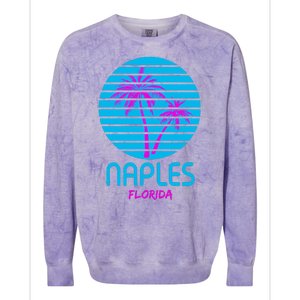 Naples Florida Retro Palm Tree Sunset Colorblast Crewneck Sweatshirt