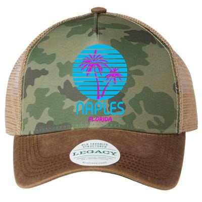Naples Florida Retro Palm Tree Sunset Legacy Tie Dye Trucker Hat