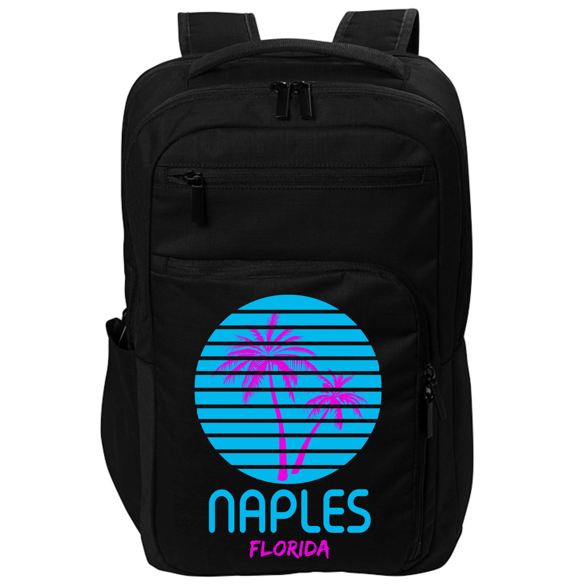 Naples Florida Retro Palm Tree Sunset Impact Tech Backpack