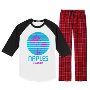 Naples Florida Retro Palm Tree Sunset Raglan Sleeve Pajama Set