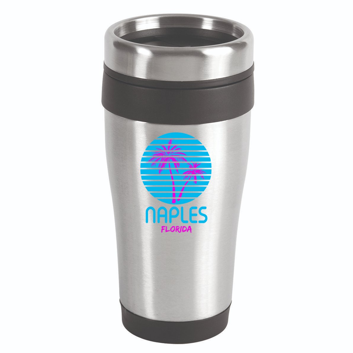 Naples Florida Retro Palm Tree Sunset 16oz Travel Tumbler