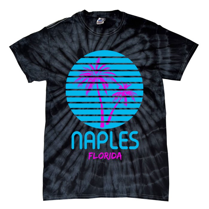 Naples Florida Retro Palm Tree Sunset Tie-Dye T-Shirt