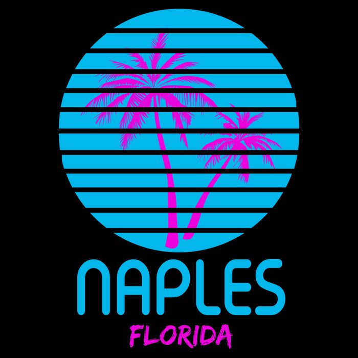Naples Florida Retro Palm Tree Sunset Tie-Dye T-Shirt