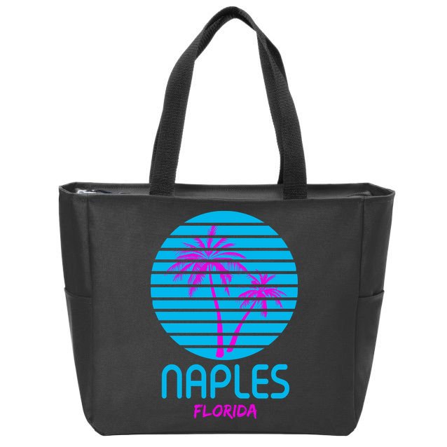 Naples Florida Retro Palm Tree Sunset Zip Tote Bag