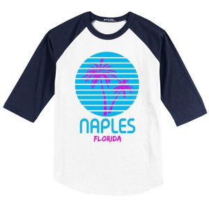 Naples Florida Retro Palm Tree Sunset Baseball Sleeve Shirt