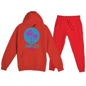 Naples Florida Retro Palm Tree Sunset Premium Hooded Sweatsuit Set