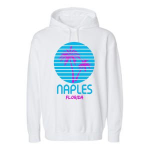 Naples Florida Retro Palm Tree Sunset Garment-Dyed Fleece Hoodie