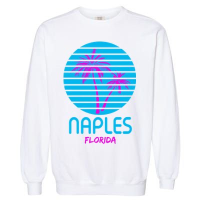 Naples Florida Retro Palm Tree Sunset Garment-Dyed Sweatshirt