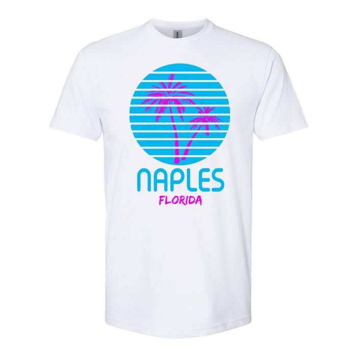 Naples Florida Retro Palm Tree Sunset Softstyle CVC T-Shirt