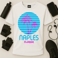 Naples Florida Retro Palm Tree Sunset Cooling Performance Crew T-Shirt