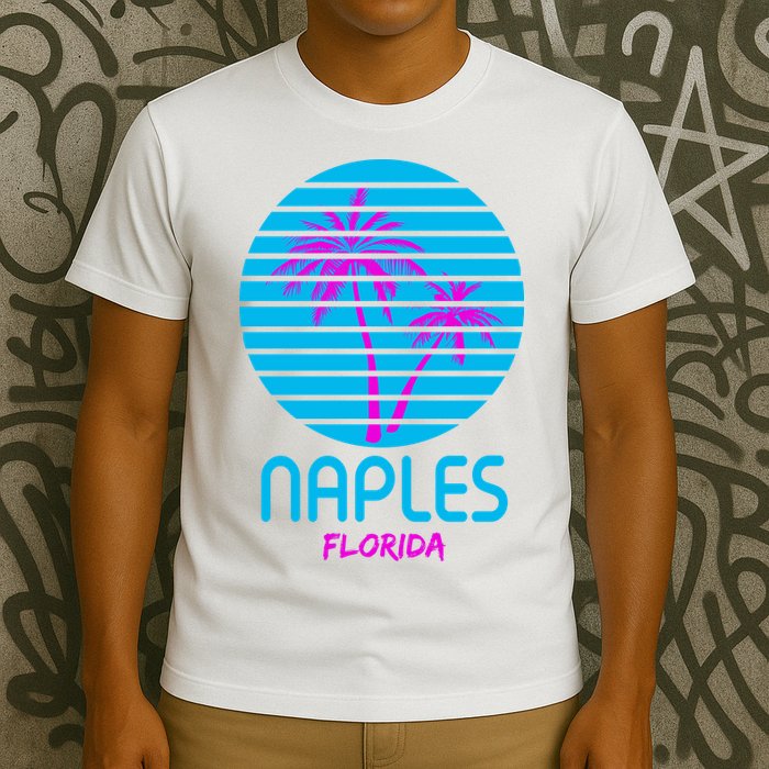 Naples Florida Retro Palm Tree Sunset T-Shirt