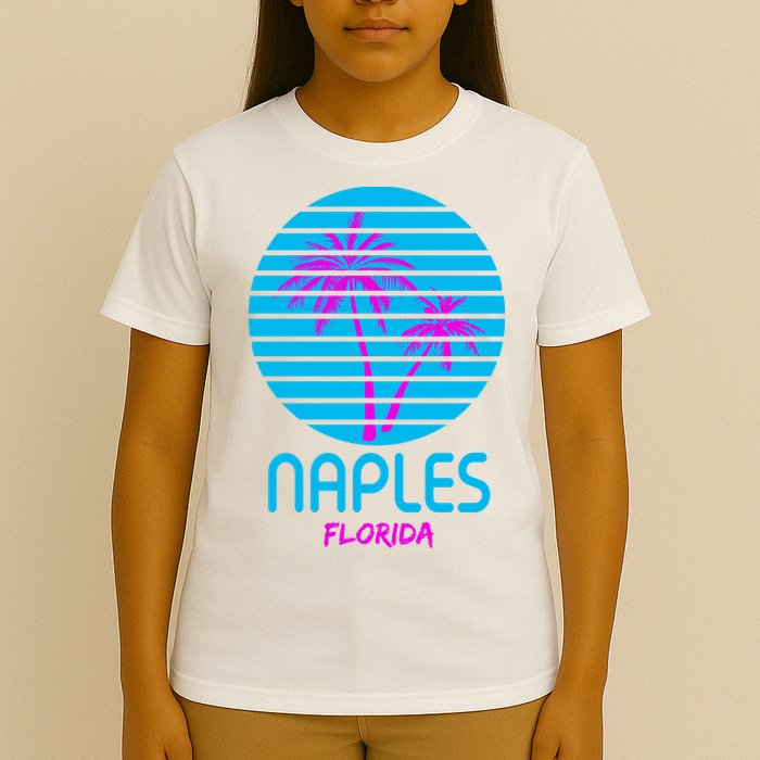 Naples Florida Retro Palm Tree Sunset T-Shirt