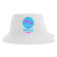 Naples Florida Retro Palm Tree Sunset Sustainable Bucket Hat