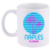Naples Florida Retro Palm Tree Sunset 11oz C Handle Ceramic Mug
