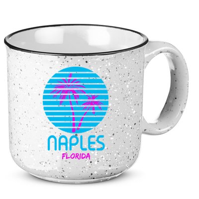 Naples Florida Retro Palm Tree Sunset 15oz Campfire Ceramic Mug