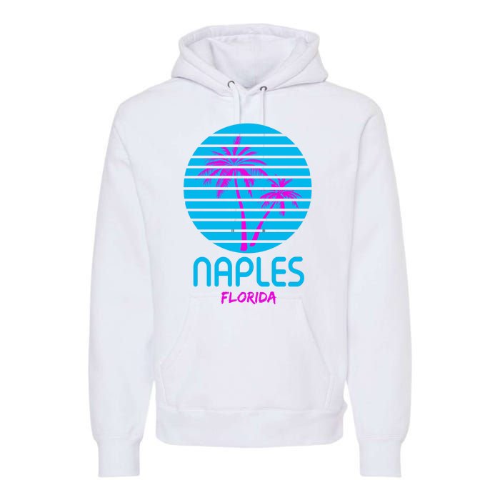 Naples Florida Retro Palm Tree Sunset Premium Hoodie