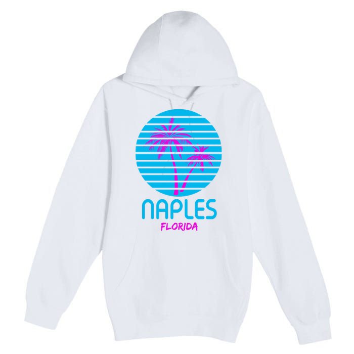 Naples Florida Retro Palm Tree Sunset Premium Pullover Hoodie