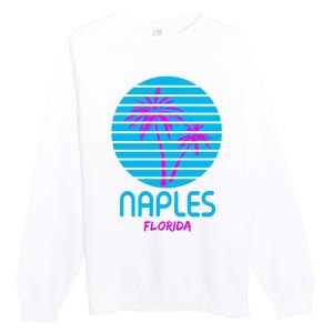 Naples Florida Retro Palm Tree Sunset Premium Crewneck Sweatshirt