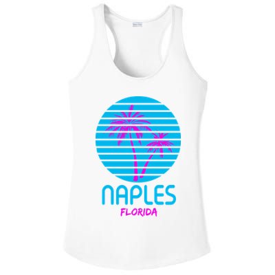 Naples Florida Retro Palm Tree Sunset Ladies PosiCharge Competitor Racerback Tank