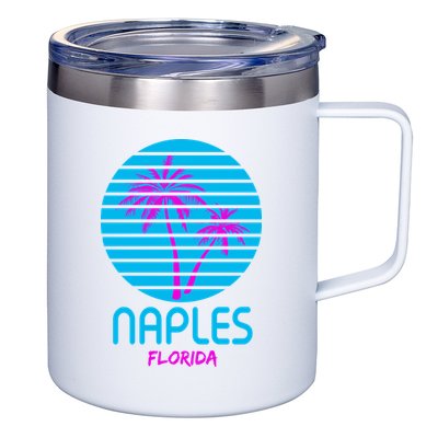 Naples Florida Retro Palm Tree Sunset 12oz Stainless Steel Coffee Mug