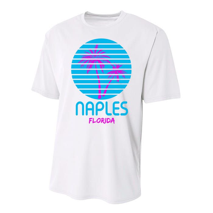 Naples Florida Retro Palm Tree Sunset Performance Sprint T-Shirt