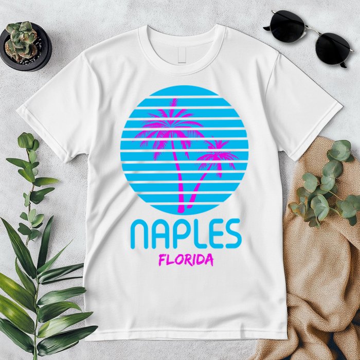Naples Florida Retro Palm Tree Sunset Premium T-Shirt