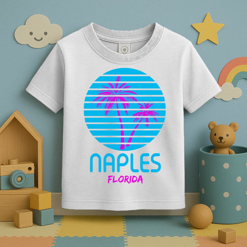 Naples Florida Retro Palm Tree Sunset Toddler T-Shirt
