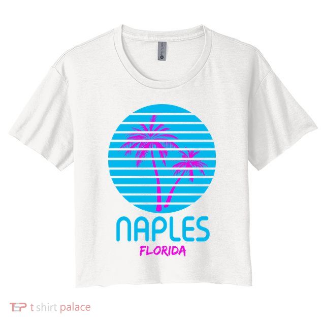Naples Florida Retro Palm Tree Sunset Crop Top