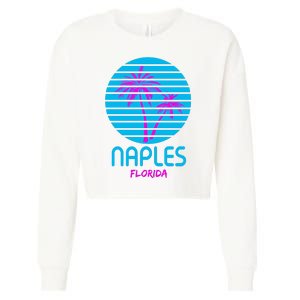 Naples Florida Retro Palm Tree Sunset Cropped Pullover Crew