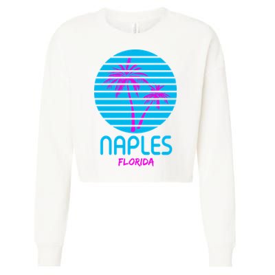 Naples Florida Retro Palm Tree Sunset Cropped Pullover Crew