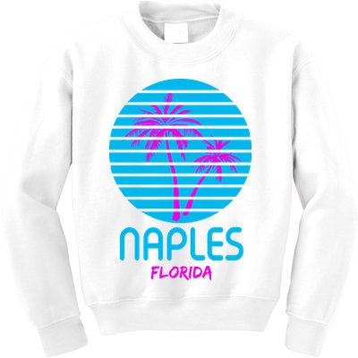 Naples Florida Retro Palm Tree Sunset Kids Sweatshirt