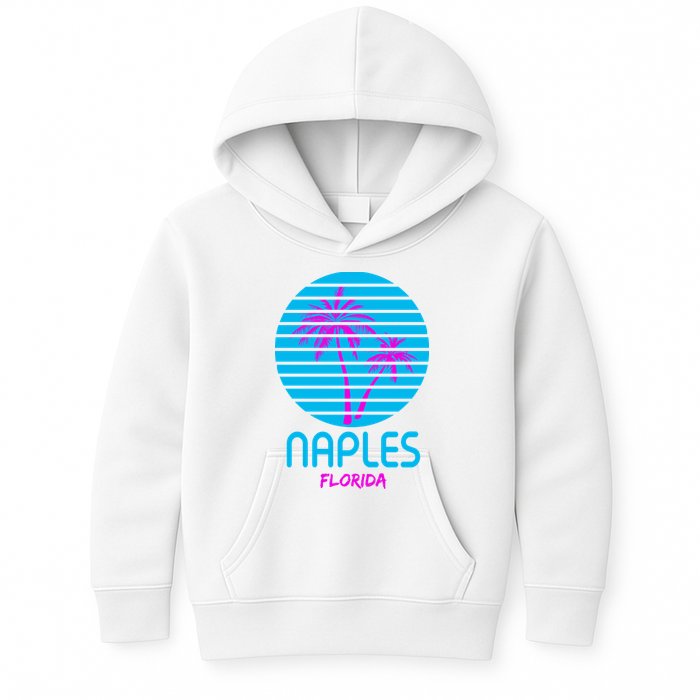 Naples Florida Retro Palm Tree Sunset Kids Hoodie